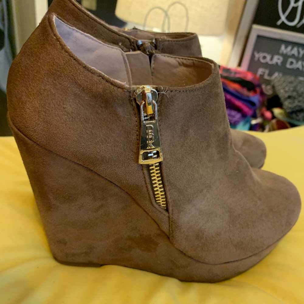 Brown suede booties